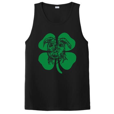 Irish Wolfhound Face Head Green Shamrock Saint Patrick's Day PosiCharge Competitor Tank