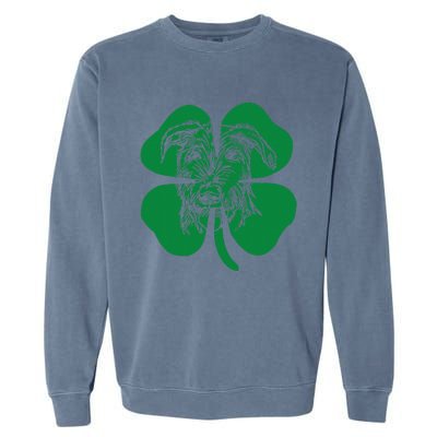 Irish Wolfhound Face Head Green Shamrock Saint Patrick's Day Garment-Dyed Sweatshirt