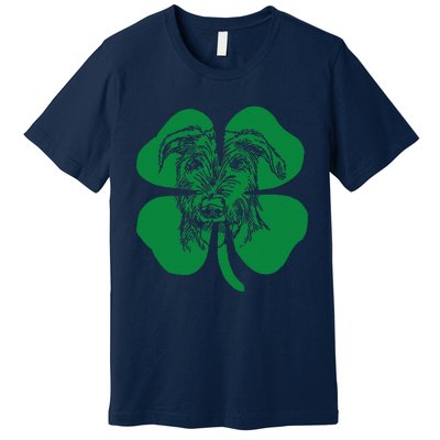 Irish Wolfhound Face Head Green Shamrock Saint Patrick's Day Premium T-Shirt