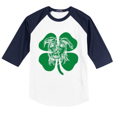 Irish Wolfhound Face Head Green Shamrock Saint Patrick's Day Baseball Sleeve Shirt