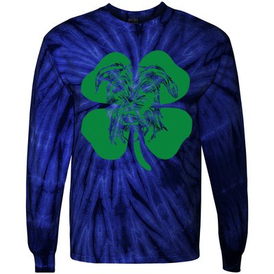 Irish Wolfhound Face Head Green Shamrock Saint Patrick's Day Tie-Dye Long Sleeve Shirt