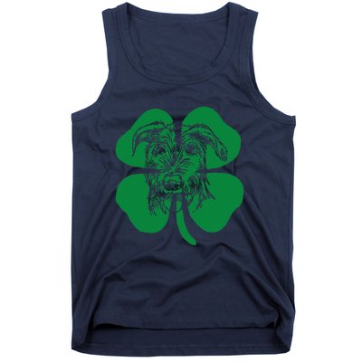 Irish Wolfhound Face Head Green Shamrock Saint Patrick's Day Tank Top