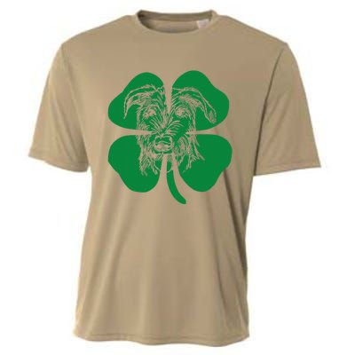 Irish Wolfhound Face Head Green Shamrock Saint Patrick's Day Cooling Performance Crew T-Shirt