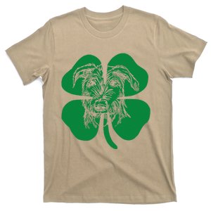 Irish Wolfhound Face Head Green Shamrock Saint Patrick's Day T-Shirt