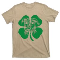 Irish Wolfhound Face Head Green Shamrock Saint Patrick's Day T-Shirt