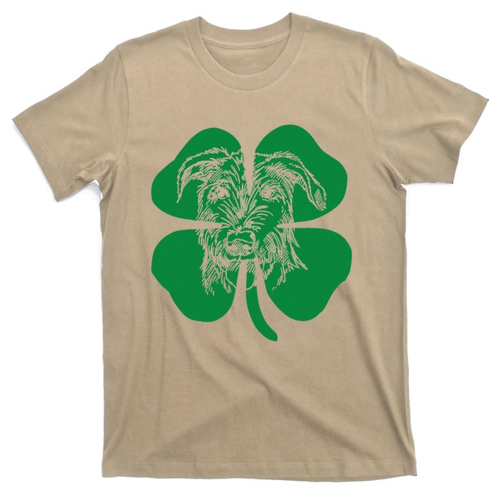 Irish Wolfhound Face Head Green Shamrock Saint Patrick's Day T-Shirt