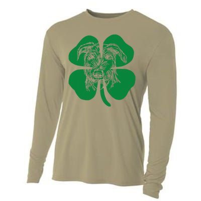 Irish Wolfhound Face Head Green Shamrock Saint Patrick's Day Cooling Performance Long Sleeve Crew