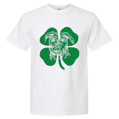 Irish Wolfhound Face Head Green Shamrock Saint Patrick's Day Garment-Dyed Heavyweight T-Shirt