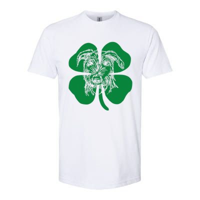 Irish Wolfhound Face Head Green Shamrock Saint Patrick's Day Softstyle CVC T-Shirt