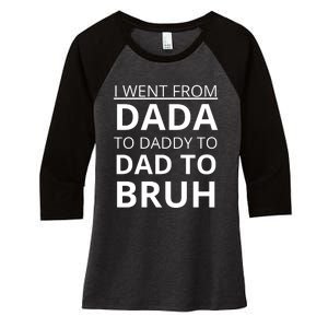 I Went From Dada To Daddy To Dad To Bruh Women's Tri-Blend 3/4-Sleeve Raglan Shirt