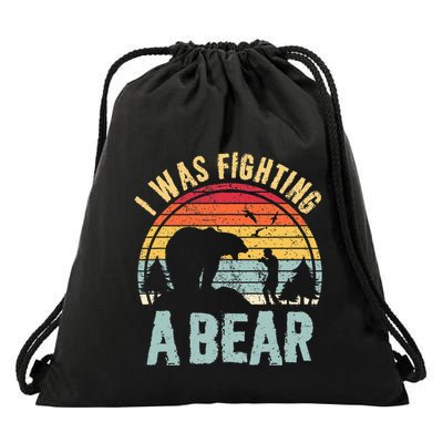 I Was Fighting A Bear Funny Injury Recovery Get Well Soon Drawstring Bag