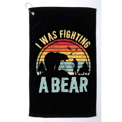 I Was Fighting A Bear Funny Injury Recovery Get Well Soon Platinum Collection Golf Towel