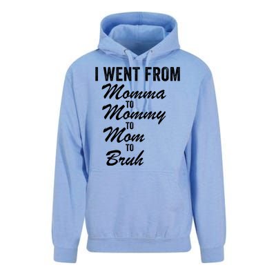 I Went From Momma To Mommy To Mom To Bruh Mom Life Funny Mothers Day Women Unisex Surf Hoodie