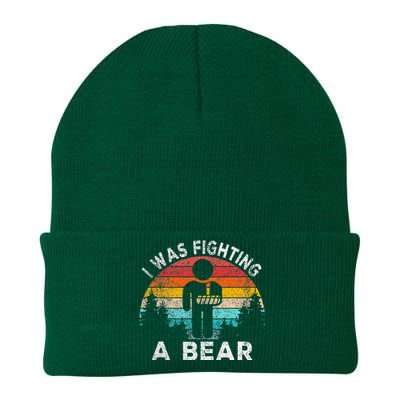 I Was Fighting A Bear Get Well Soon Broken Arm Surgery Retro Knit Cap Winter Beanie