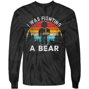 I Was Fighting A Bear Get Well Soon Broken Arm Surgery Retro Tie-Dye Long Sleeve Shirt