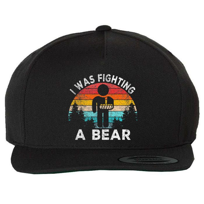 I Was Fighting A Bear Get Well Soon Broken Arm Surgery Retro Wool Snapback Cap