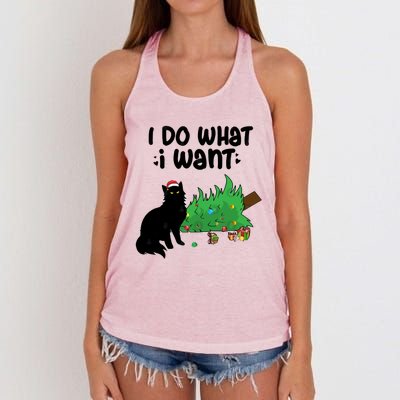 Ido Whatiwant Funny Cat Christmas Tree Cool Gift Women's Knotted Racerback Tank