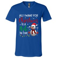 I Want For Christmas Is A Hole In One Golf Ball Snow Xmas Gift V-Neck T-Shirt