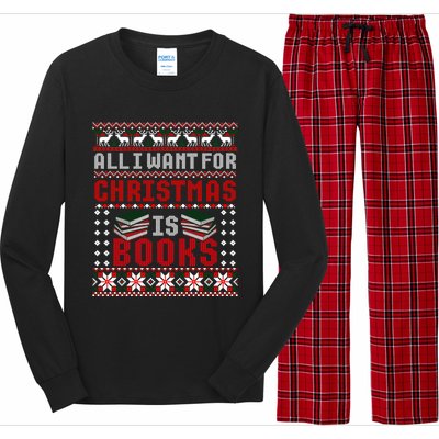 I Want For Christmas Is Books Ugly Christmas Sweater Gift Long Sleeve Pajama Set