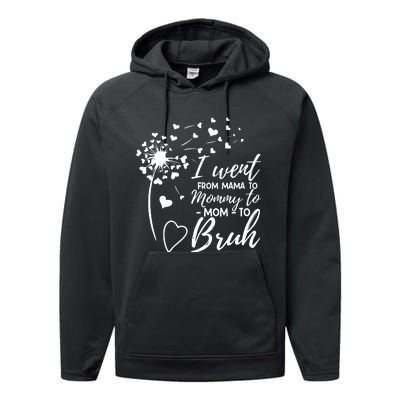 I Went From Mom Bruh Gifts Mothers Day Best Mom Ever Performance Fleece Hoodie