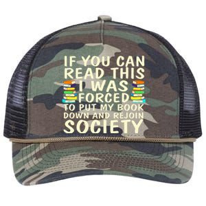 I Was Forced To Put My Book Down Funny Book Lover Quote Reading Humor Retro Rope Trucker Hat Cap