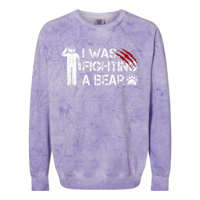 I Was Fighting A Bear Funny Head Injury Recovery Concussion Colorblast Crewneck Sweatshirt