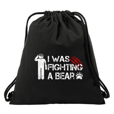 I Was Fighting A Bear Funny Head Injury Recovery Concussion Drawstring Bag