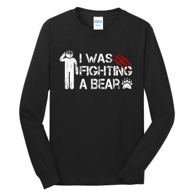 I Was Fighting A Bear Funny Head Injury Recovery Concussion Tall Long Sleeve T-Shirt