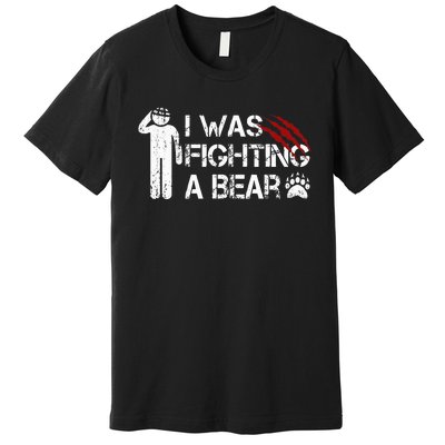 I Was Fighting A Bear Funny Head Injury Recovery Concussion Premium T-Shirt