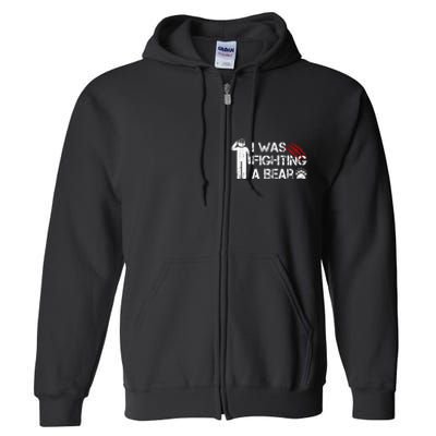 I Was Fighting A Bear Funny Head Injury Recovery Concussion Full Zip Hoodie