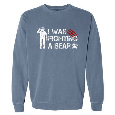 I Was Fighting A Bear Funny Head Injury Recovery Concussion Garment-Dyed Sweatshirt