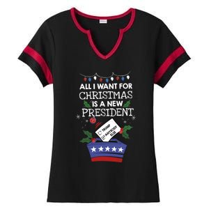 I Want For Christmas Is A New President Funny Antitrump Gift Ladies Halftime Notch Neck Tee