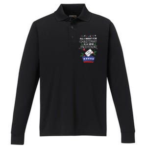 I Want For Christmas Is A New President Funny Antitrump Gift Performance Long Sleeve Polo