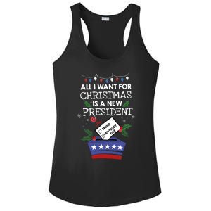 I Want For Christmas Is A New President Funny Antitrump Gift Ladies PosiCharge Competitor Racerback Tank