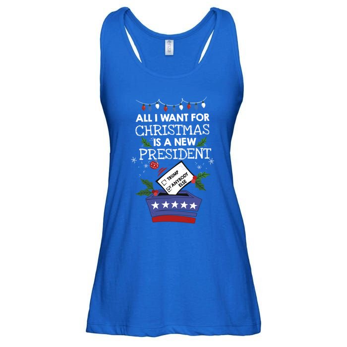 I Want For Christmas Is A New President Funny Antitrump Gift Ladies Essential Flowy Tank