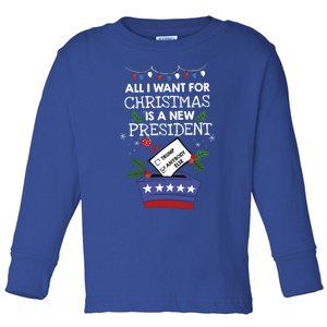 I Want For Christmas Is A New President Funny Antitrump Gift Toddler Long Sleeve Shirt