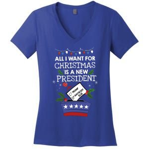 I Want For Christmas Is A New President Funny Antitrump Gift Women's V-Neck T-Shirt