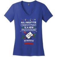 I Want For Christmas Is A New President Funny Antitrump Gift Women's V-Neck T-Shirt