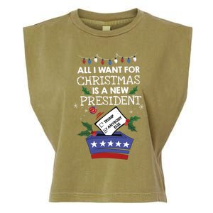 I Want For Christmas Is A New President Funny Antitrump Gift Garment-Dyed Women's Muscle Tee