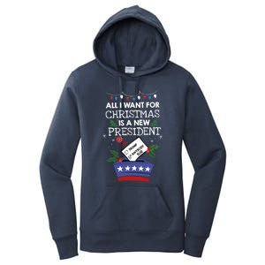 I Want For Christmas Is A New President Funny Antitrump Gift Women's Pullover Hoodie