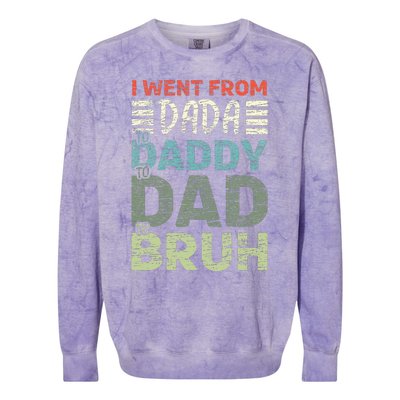 I Went From Dada To Daddy To Dad To Bruh Funny Fathers Day Colorblast Crewneck Sweatshirt