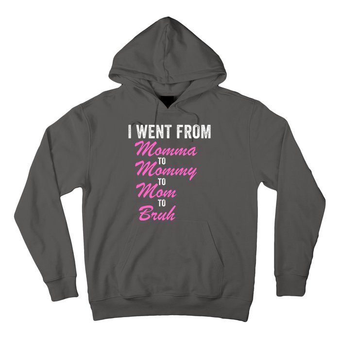 I Went From Momma To Mommy To Mom To Bruh Funny Mothers Day Women Mom Life Hoodie