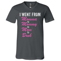 I Went From Momma To Mommy To Mom To Bruh Funny Mothers Day Women Mom Life V-Neck T-Shirt