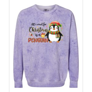 I Want For Christmas Is A Penguin Merry Christmas Gift Colorblast Crewneck Sweatshirt