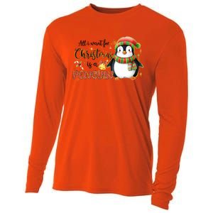 I Want For Christmas Is A Penguin Merry Christmas Gift Cooling Performance Long Sleeve Crew