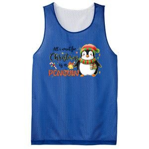 I Want For Christmas Is A Penguin Merry Christmas Gift Mesh Reversible Basketball Jersey Tank