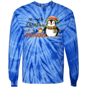 I Want For Christmas Is A Penguin Merry Christmas Gift Tie-Dye Long Sleeve Shirt