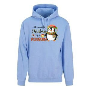 I Want For Christmas Is A Penguin Merry Christmas Gift Unisex Surf Hoodie