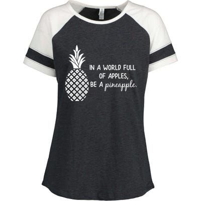 In World Full Of Apples Be Pineapple Motivational Gift Enza Ladies Jersey Colorblock Tee