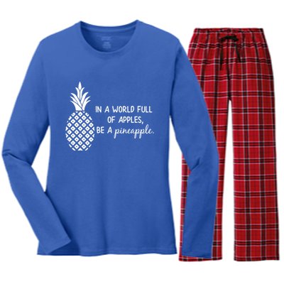 In World Full Of Apples Be Pineapple Motivational Gift Women's Long Sleeve Flannel Pajama Set 